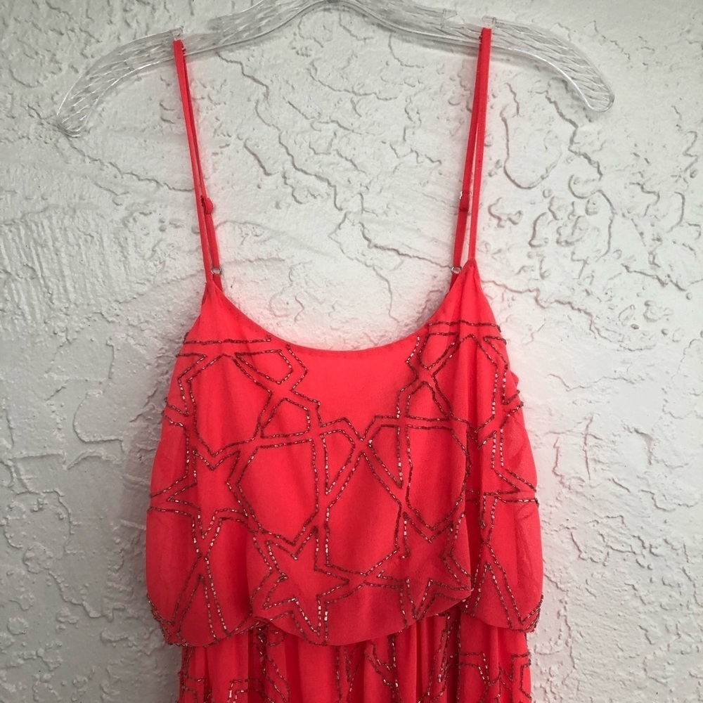 BHLDN Needle & Thread Maxi Dress Hot Pink Stars Punk Formal Prom Gown Size 2 - Picture 4 of 10
